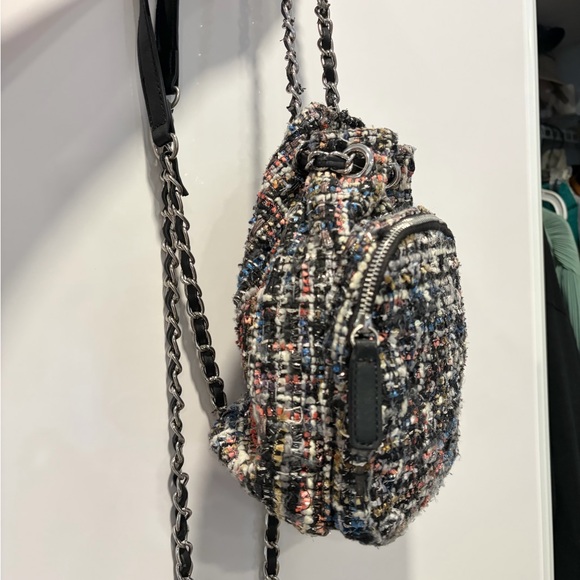 Zara Tweed Mini Drawstring Backpack - Black Multi - Picture 3 of 5